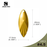 jerk pro 50pcs size 4 5 fluted steel willow leaf spinner blades nickle gold plated spinner bait parts for fishing