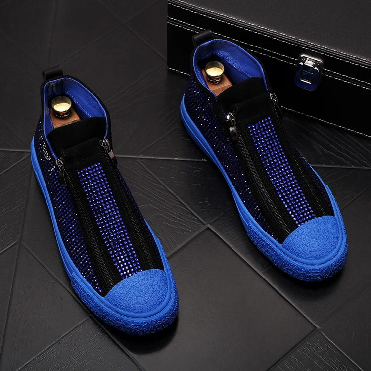 Роскошные дизайнерские новые мужские мокасины на молнии со стразами