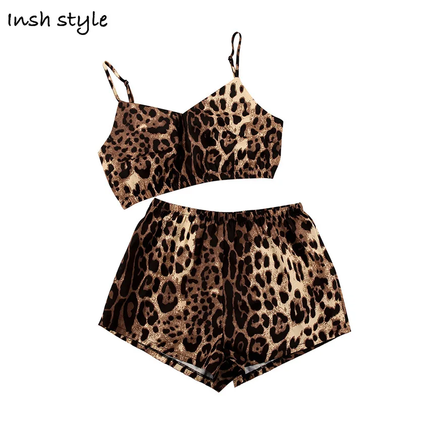 

Womens Pajamas The Spring And Summer Sling Leopard Print Female New Pajamas Sexy Shorts V-neck Vest Shorts Household To Take