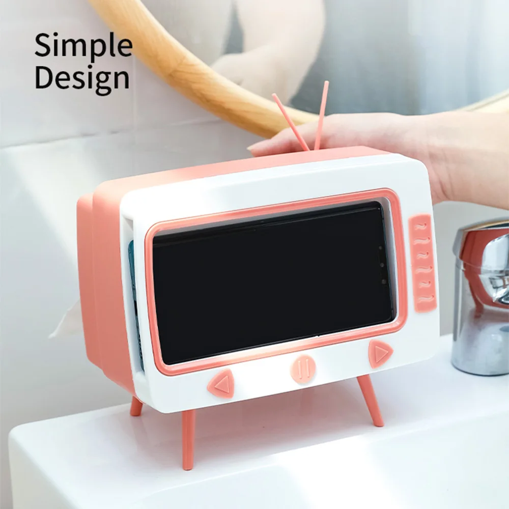 

Mobile Phone Holder Stand Viewing Bracket Multifunctional Card Slot Design Desktop Double Storage ABS+PP Living Room Tissue Box