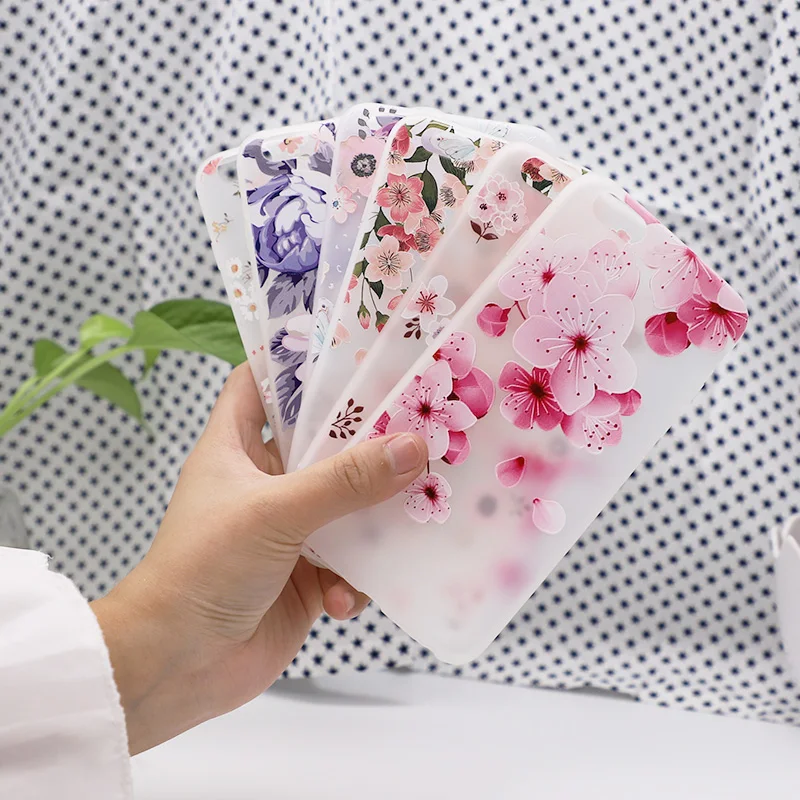 Винтажный силиконовый чехол для телефона с цветами iPhone 7 8 Plus чехлы розовыми и