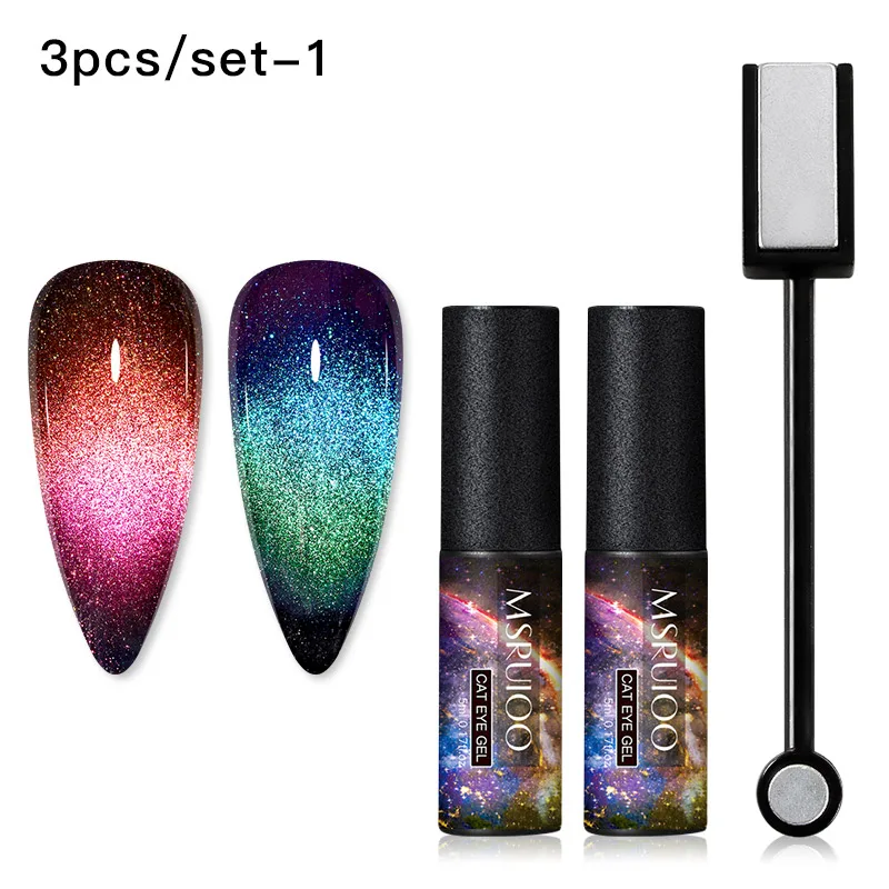 

3PCS Cat's Eye Magnetic Nail Polish Gel Set Soak Off UV LED Nail Varnish Lacquers Shiny Glitter Beauty Design Cat Polishes