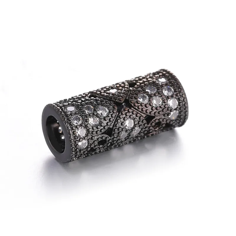 Metal Black Juya DIY золотые/серебряные/розовые золотые разделительные бусины, поставки, микро проложенные циркониевые изогнутые трубчатые бусины для изготовления ювелирных изделий из натурального камня и жемчуга - Цвет: Metal Black