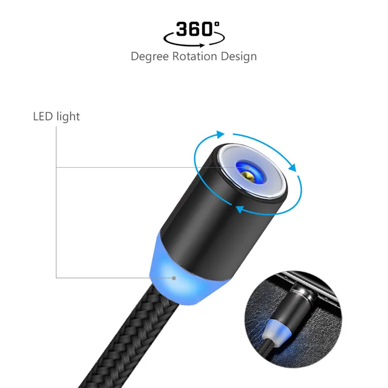 Магнитный кабель Micro USB 1 м для iPhone Samsung Android мобильный телефон быстрой зарядки Type-C