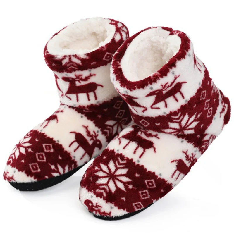 Сланцы женские с мехом снежинки теплые модные шлепанцы зимняя домашняя обувь