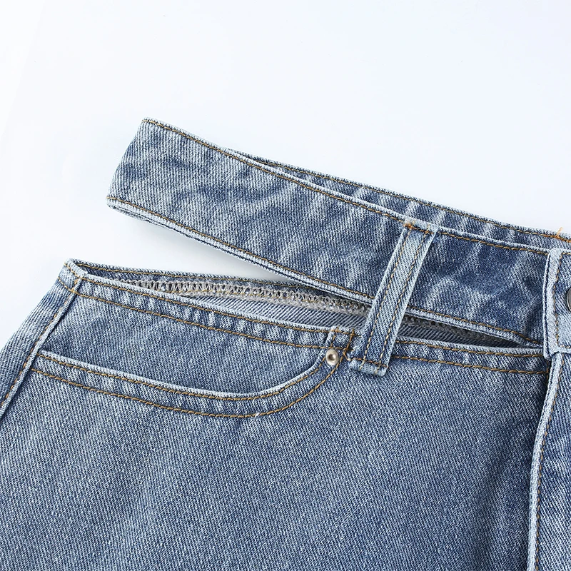 

2021 New Hollow Out Women Jeans Skirts Sheath Zip Button Denim Skirt 2020 Summer Female Skirts Sweetwear High Wait Mini Skirts