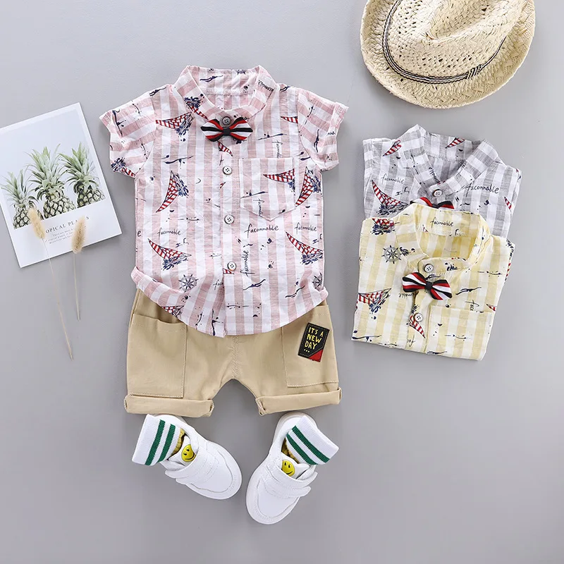 New Summer Baby Clothes Suit Children Boys Cartoon Letter Shirt Shorts 2Pcs/sets Toddler Casual Clothing Infant Kids Tracksuits |