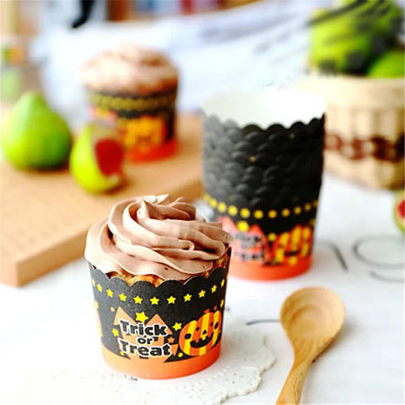 50 шт./компл. хэллоуин кружки для торта выпечки тыквы призрака бумажный поднос