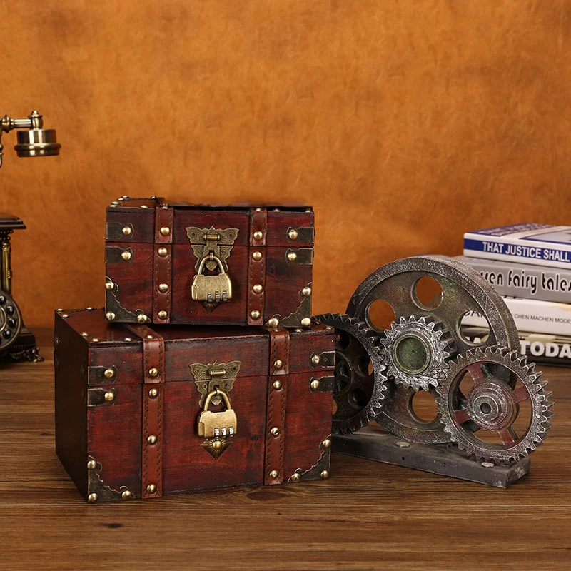 Retro Treasure Chest with Lock Vintage Wooden Storage Box Antique Style Jewelry Organizer for Wardrobe Trinket | Дом и сад