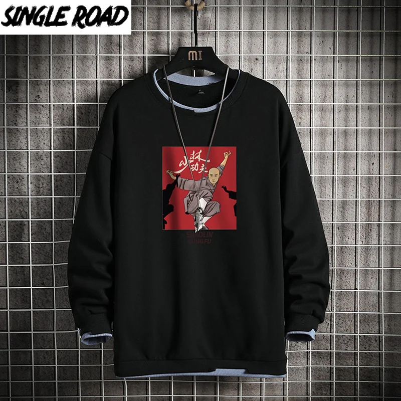 

SingleRoad Crewneck Sweatshirt Men 2020 Chinese Hip Hop Style Oversized Japanese Streetwear Black Hoodie Men Sweatshirts Hoodies