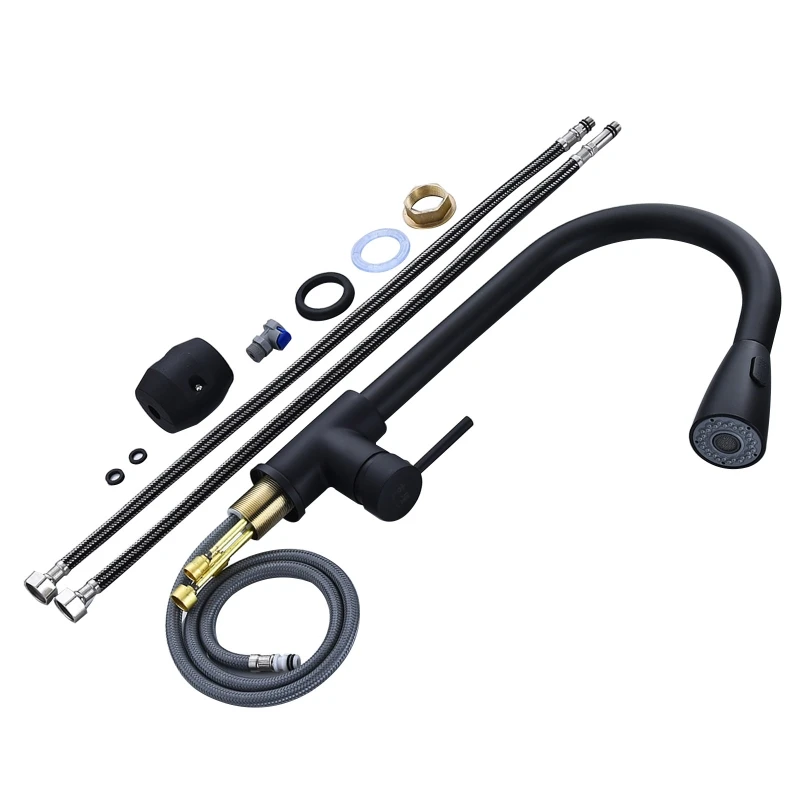 Смеситель из нержавеющей стали для ванной и кухни выдвижной кран раковины