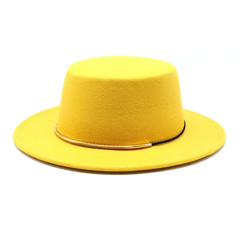 Шляпа Женская фетровая с прямым верхом простая Панама козырьком для церкви и