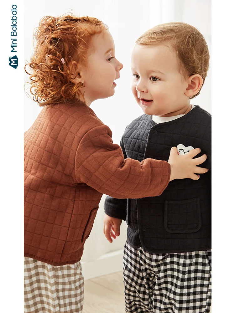 Детская куртка Minibalabala для девочек и мальчиков стеганая одежда малышей Новинка