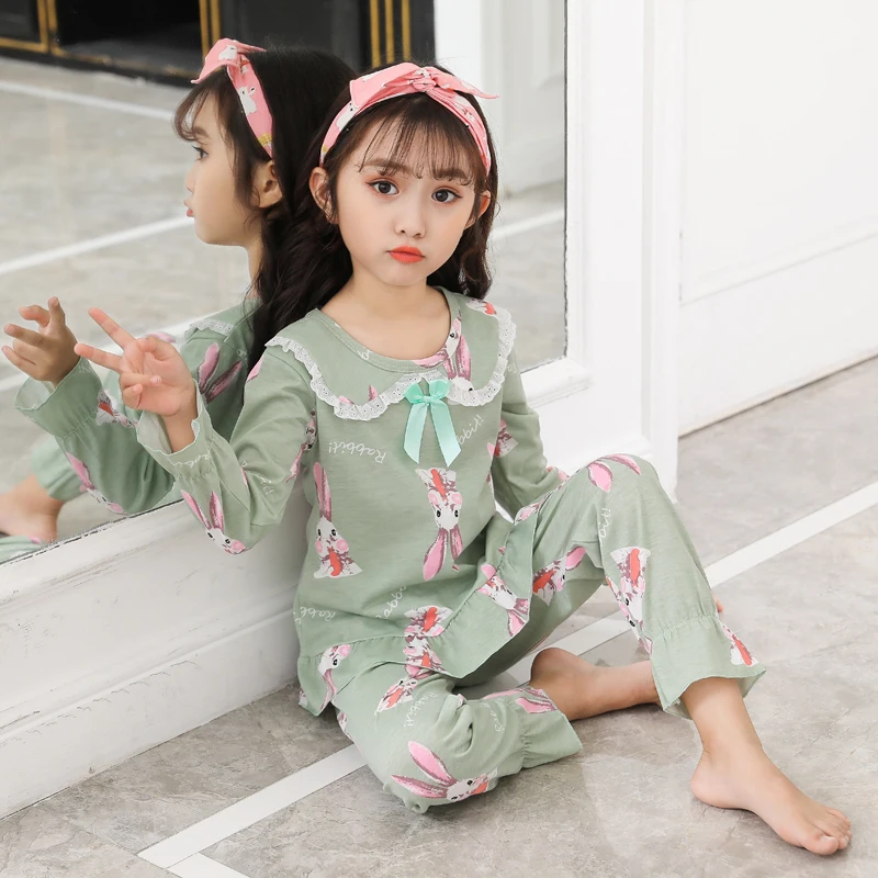 

Sailor Collar Kids Girls home Clothes Cartoon Pajamas Children's princess homewear Suit Spring Pyjamas Girls Pijamas Infantil