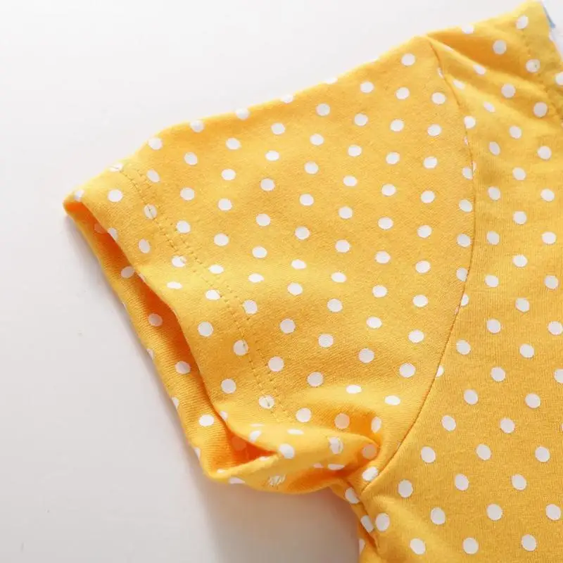 2019 Summer cute baby girl cotton dot and stripe dress printed rainbow princess children clothes for kids | Детская одежда и обувь