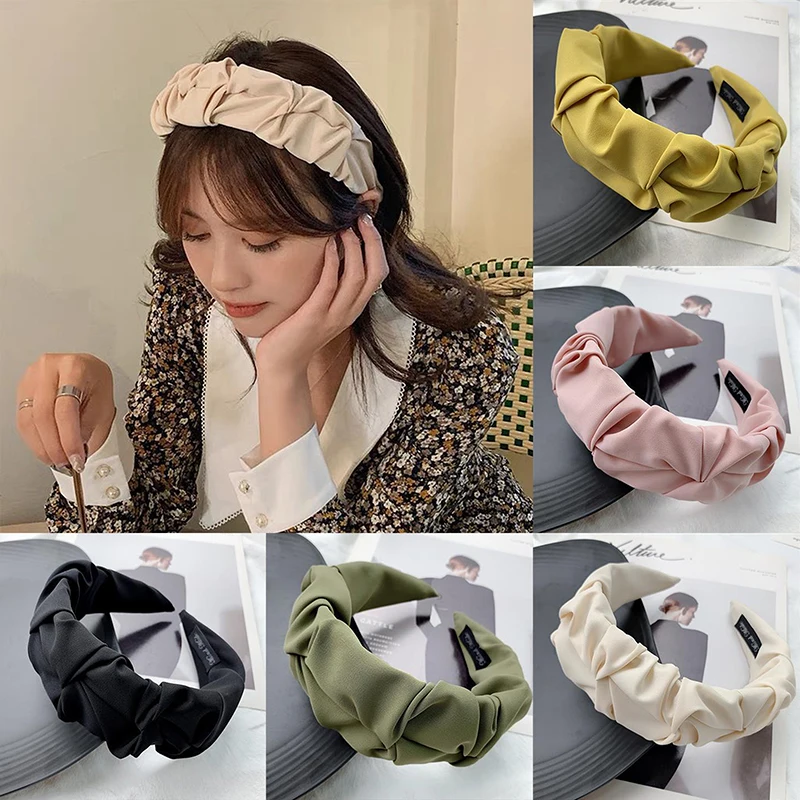 

1pc Solid Color Folds Pattern Hair Headbands Hair Band Ornament Accessories For Women Fashion Decoration