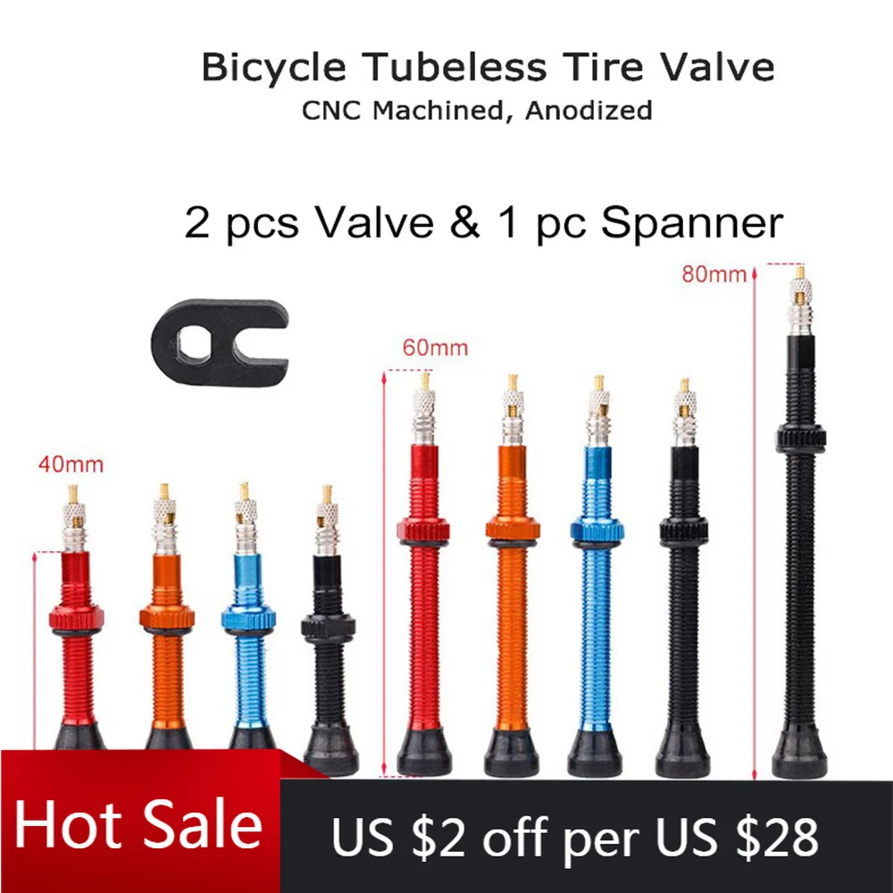 2 шт. 40 мм/60 мм/80 мм Алюминиевый клапан для велосипеда шоссейного MTB бескамерные