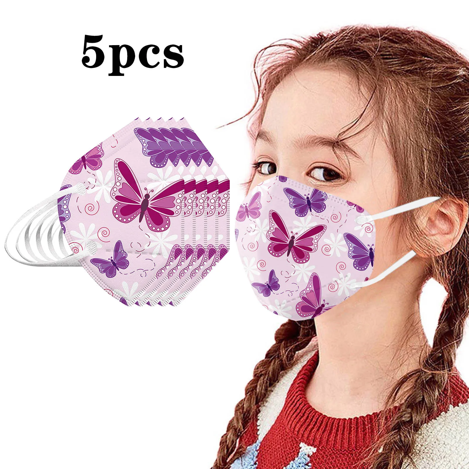 5PCS Child Dinosaurs print Black Mask Washable Face Reusable Dust-Proof Pm2.5 Masks Earloop Bandage Facemask | Тематическая одежда