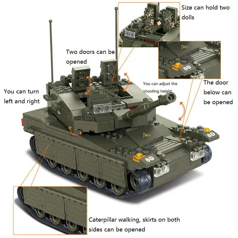 

sluban 0305 344pcs military wars tanks army series merkava building blocks Bricks Toy compatible Helicopter Model Toys