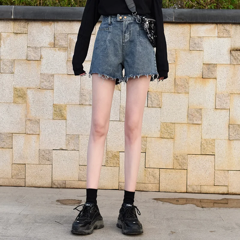 

Denim Shorts for Women Summer New Korean Style Loose and Wide Leg High Waist A- line Hyuna Style Hot Pants fafa_ootd