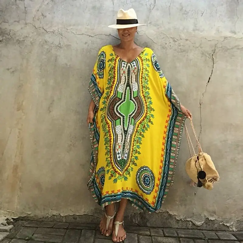 Богемное платье свободное пляжное летнее женское Повседневное большого размера