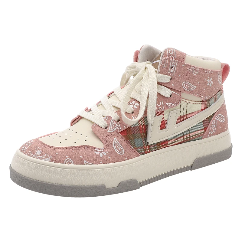 

High top shoes women's 2021 autumn winter new versatile lovely hand-painted graffiti women's shoes sports casual board shoes
