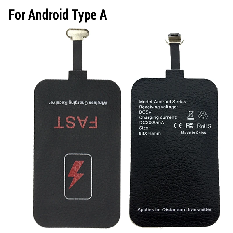 Qi Быстрое беспроводное зарядное устройство приемник катушка Коврик Micro usb тип A B Тип C беспроводной зарядный адаптер коврик для iPhone 7 6 Plus 5 5S 5C