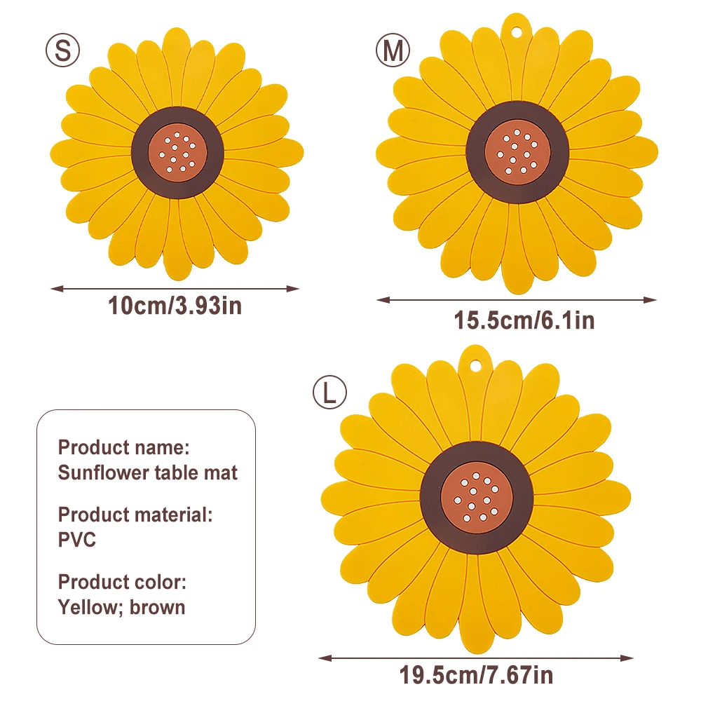 

Sunflower Shaped Placemat Coaster Insulation Pad Vegetable Mat Table Mat Bowl Mat Plate Mat Japanese Kitchen Mat Christmas Decor