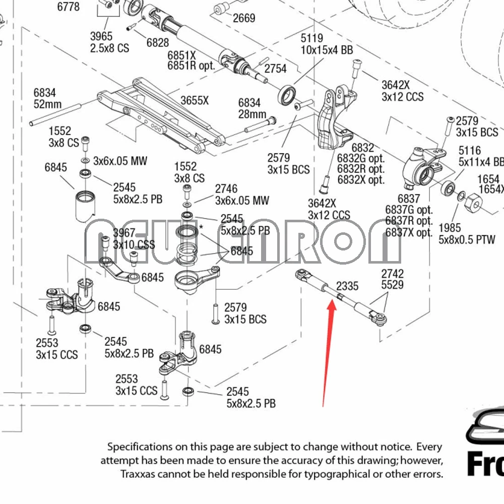 Новые ENRON 2 шт. алюминиевые прутки с сервосоединением спереди и сзади 2335 для RC Traxxas