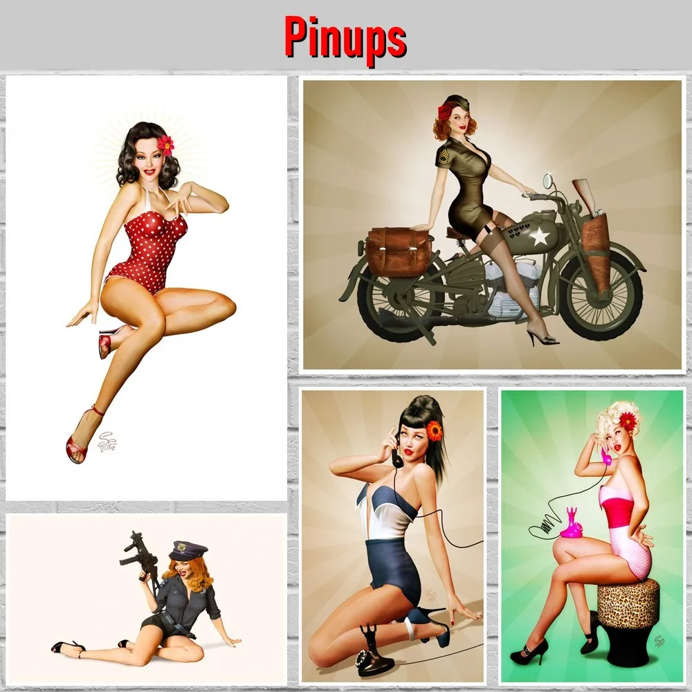 

Постер Pinups, белая художественная бумага, постеры для рок-фильмов, художественные настенные наклейки для домашней комнаты