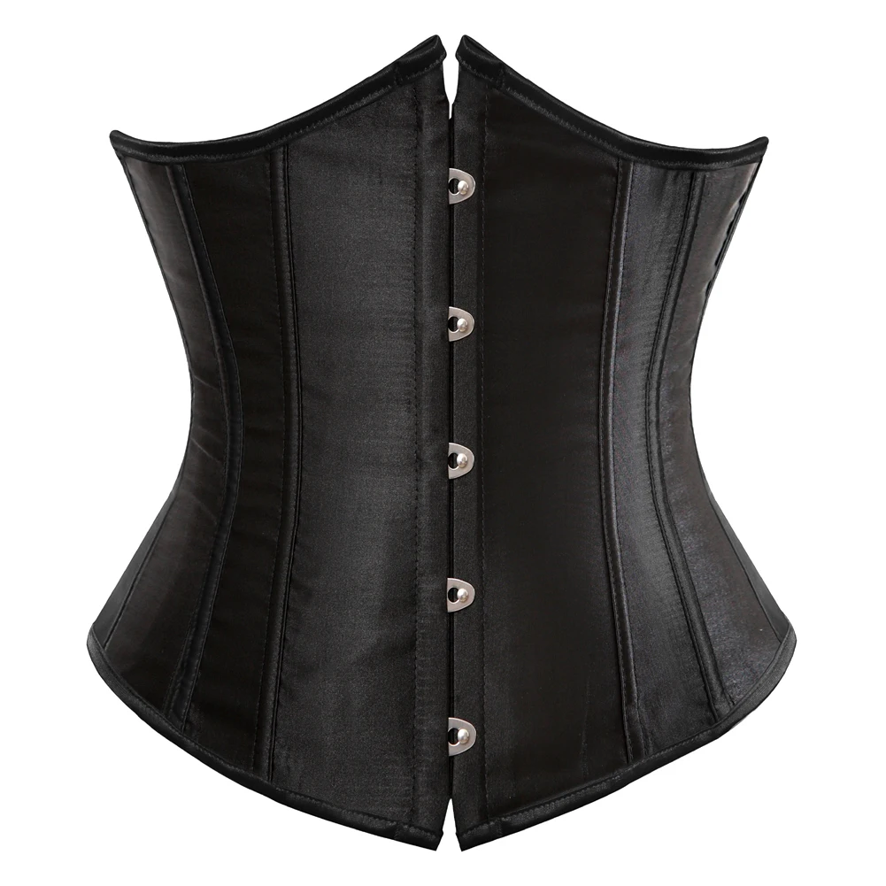 

Women Gothic Sexy Satin Underbust Corset Bustier Waist Cincher Slimming Body Shaper Corsets Bustiers Lingerie Top Plus Size