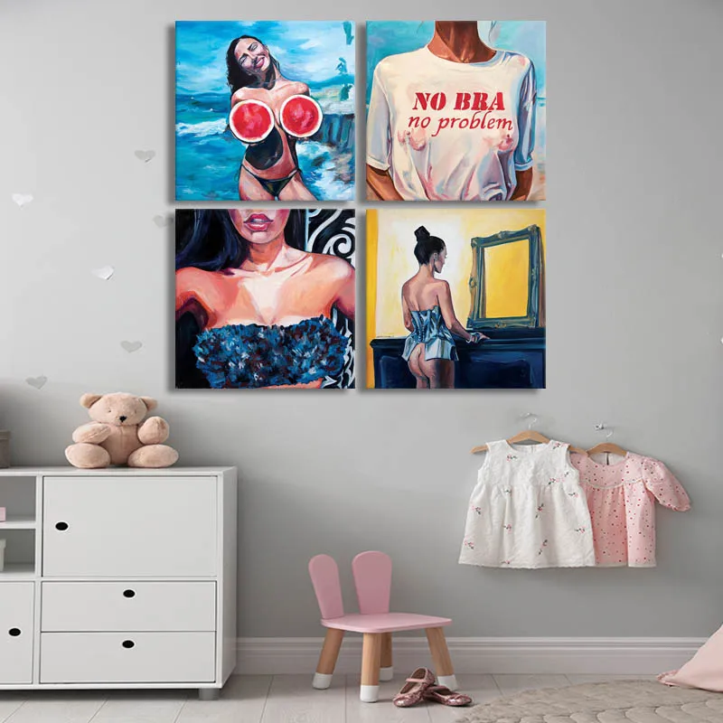 

Hot Paris Pink Wall Art Picture Canvas Poster Nursery Print Minimalist Painting Decor No Frame