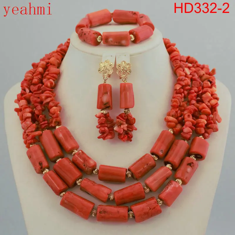 Nigerian Wedding African Beads Jewelry Set Blue Costume Sets Coral Necklace Free Shipping HD330-2 | Украшения и аксессуары