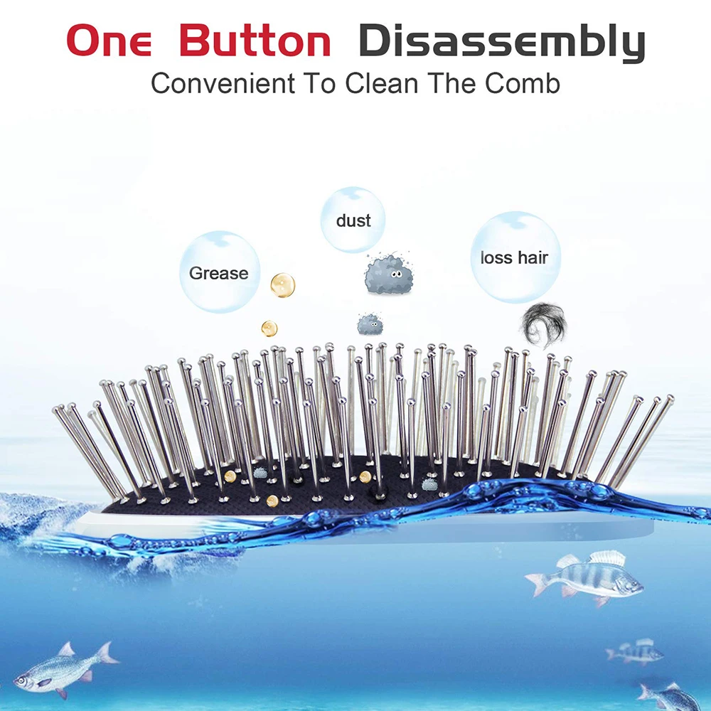 2.0 Fashionic Hair Brush Portable Electric Ionic Hairbrush Vibrating Scalp Massage Comb Double Negative Ions Release Antic-Stati