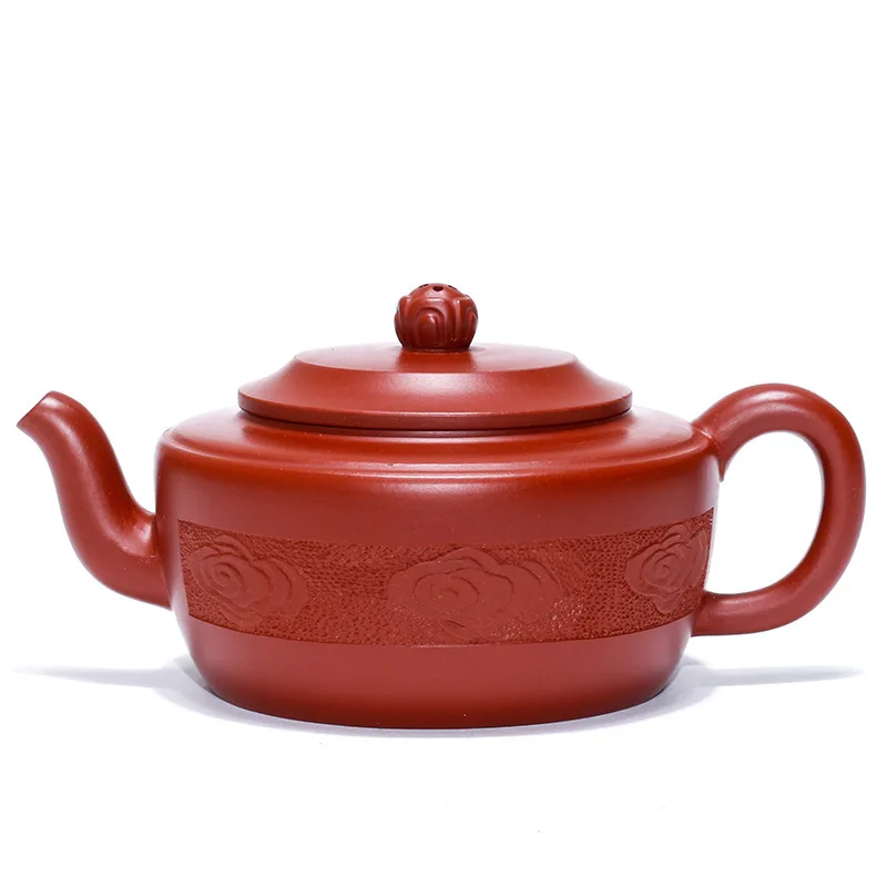 

Yixing Famous Dark-red Enameled Pottery Teapot As One Wishes Zhou Pan Bright Red Robe Famous Jin Yun Chi Full Manual Travel Tea