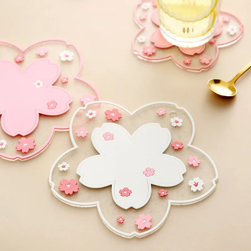 Japan Style Cherry Blossom Heat Insulation Table Mat Tea Cup Milk Mug Coffee Anti-skid Pads Kitchen Accessories | Дом и сад
