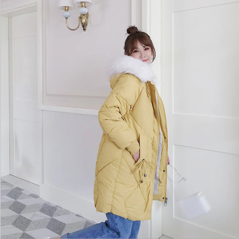Зимняя женская новая парка средней длины Женская свободная пуховая куртка с