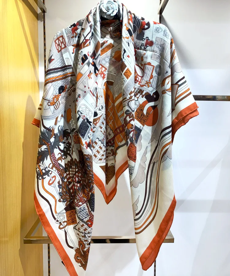 

KMS Neon Color Large square scarf shawl high quality silk cashmere scarf soft comfortable warm winter for women 135*135cm/165g