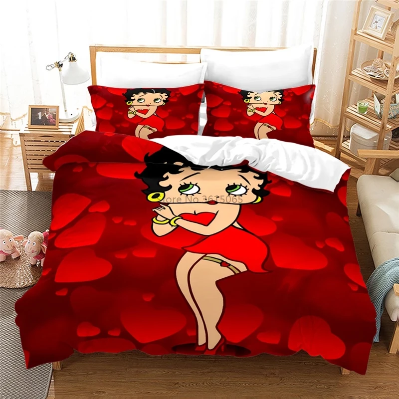 Комплект постельного белья Sexy Lady Betty Boop с мультяшным 3d принтом 2/3 шт. пододеяльник