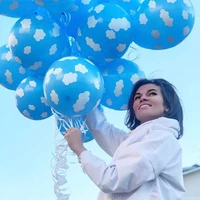 15pcs blue white cloud latex balloons boy airplane plane theme birthday party balloon for baby shower wedding decoration globos