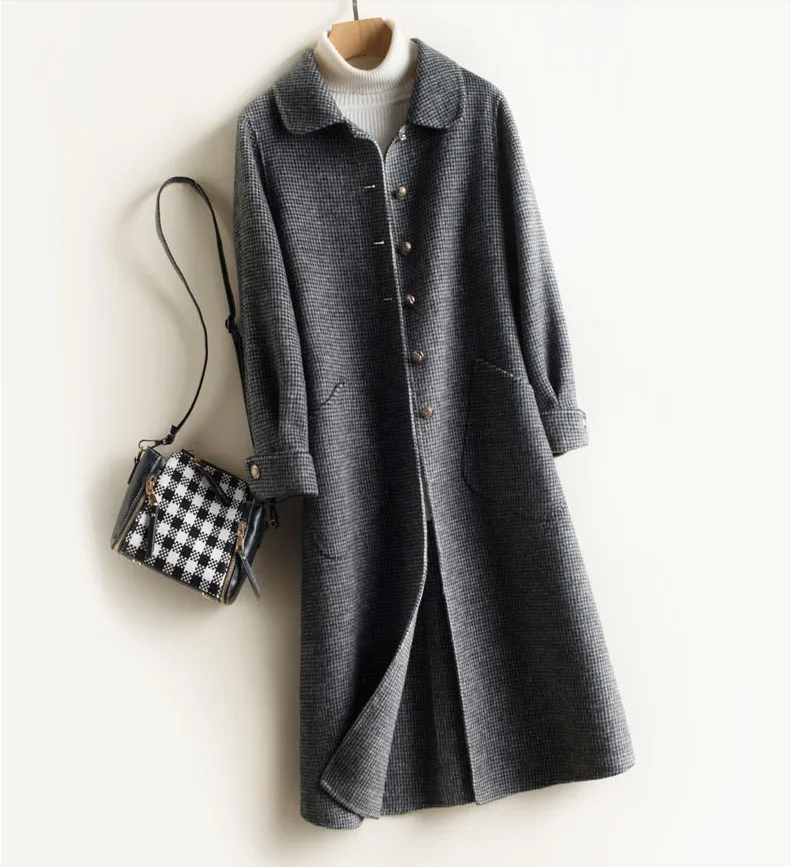 Куртка женская осенне-зимняя 100% шерсть двубортное шерстяное пальто ручной