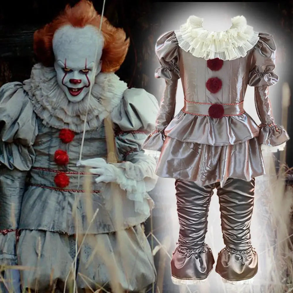Cosplay Movie Pennywise Costume Adult Children Clown Joker Cosplay Suit Halloween Costume Party Stephen King's It Men Female
