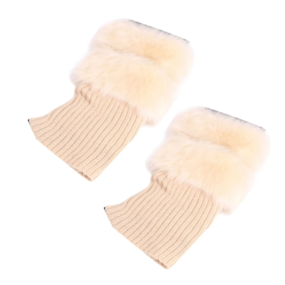 Модные носки зимние женские теплые гетры из искусственного меха вязаные крючком