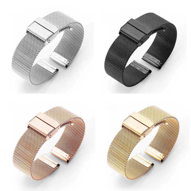 18mm 20mm Metal Stainless Steel Watch Band Strap for DW Tissot Longines Watch Series Sport Milanese Loop Mesh Watchband Bracelet
