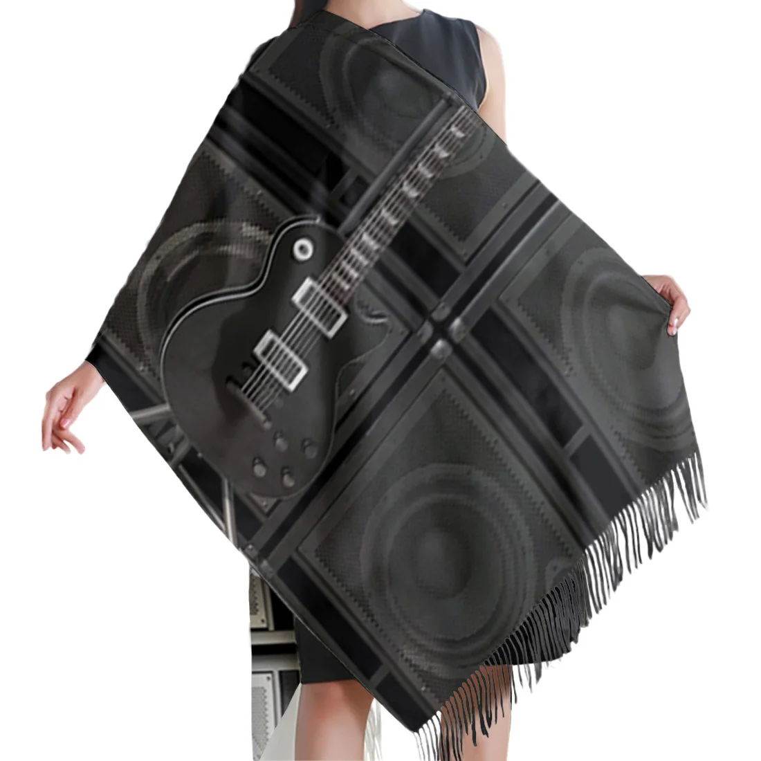 Женские кашемировые шарфы с кисточкой Musical Instru men t Guitar американский флаг леди