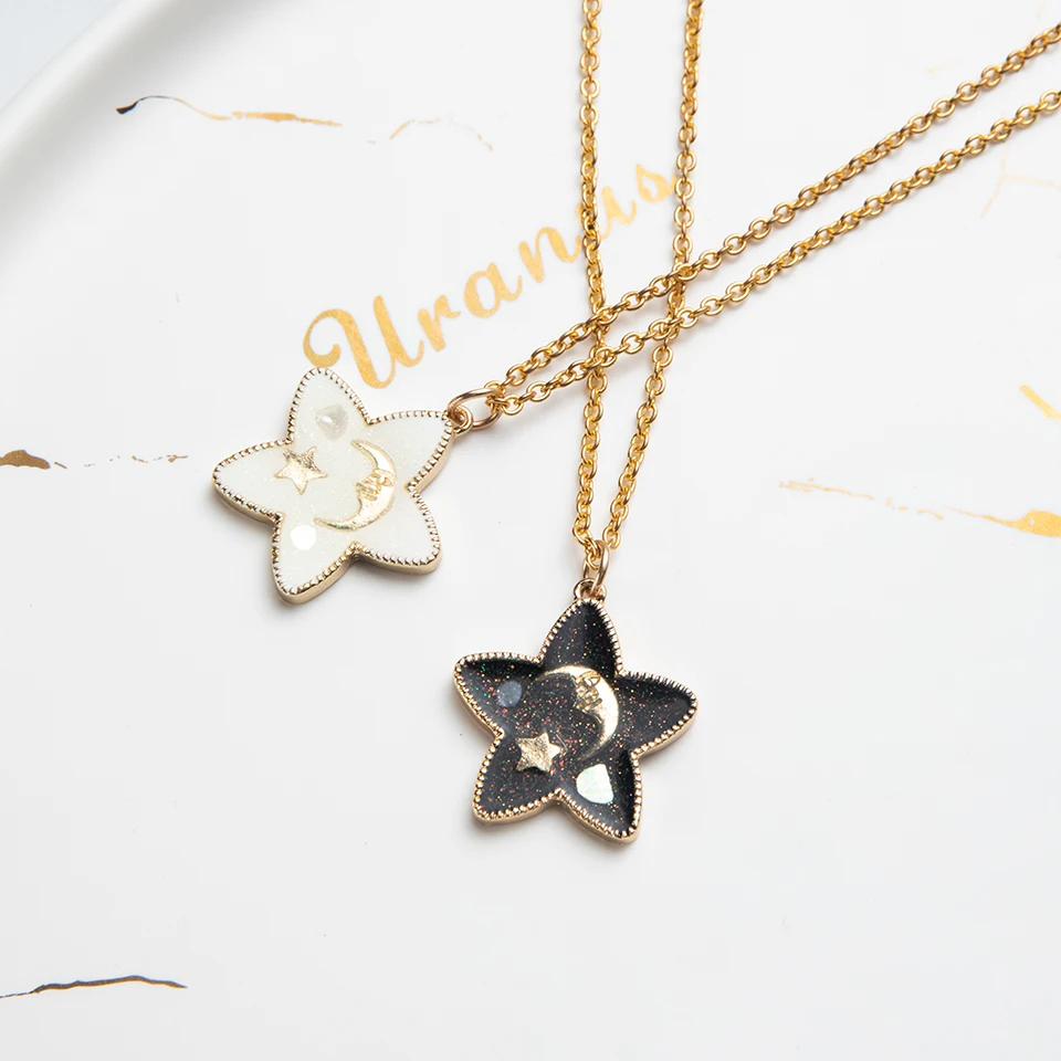 Мода 2019 ожерелье Золотая цепочка звезды цвета радуги Макарон подвеска чокер