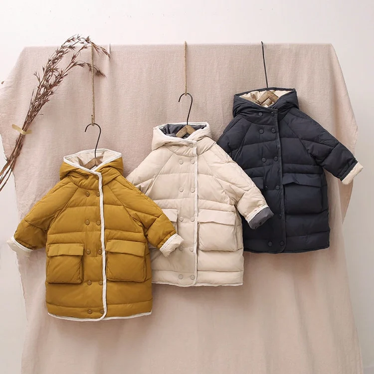 Зимнее пальто для маленьких девочек пуховик с наполнителем из белого утиного