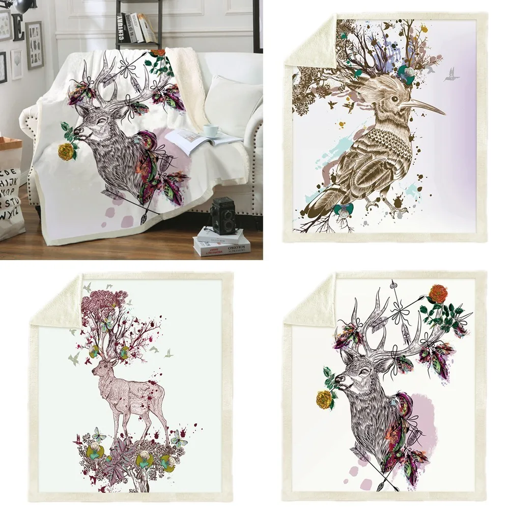 Серия животных кондиционер покрывало одеяло микрофибра плюш шерпа пледы для