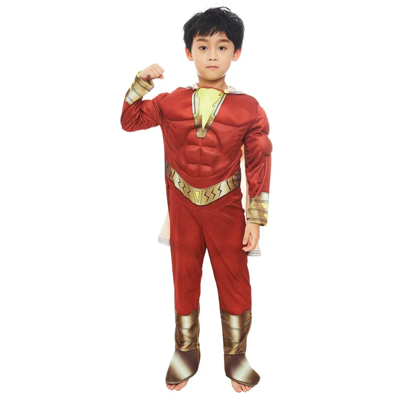 Костюм супергероя Shazam для мальчиков на Хэллоуин Марвел Капитан, Billy Batson, косплей недели, фантазийный костюм
