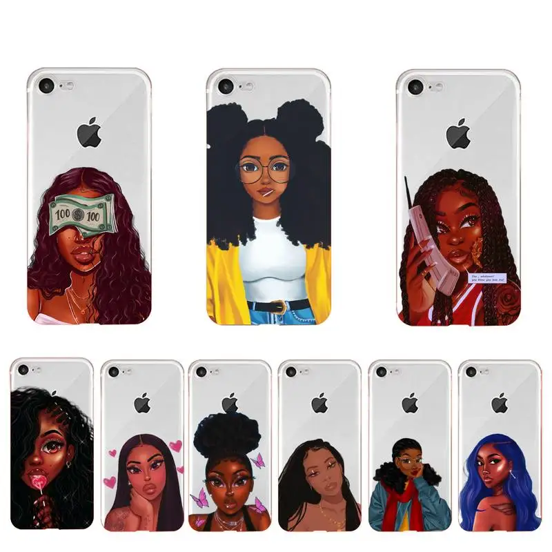 

Melanin Poppin African Black Girl Phone Case for iPhone 11 12 13 mini pro XS MAX 8 7 6 6S Plus X 5S SE 2020 XR case